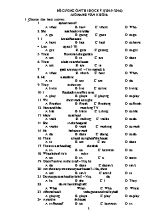 Đề cương ôn thi học kỳ I môn Tiếng Anh Lớp 6 - Năm học 2015-2016